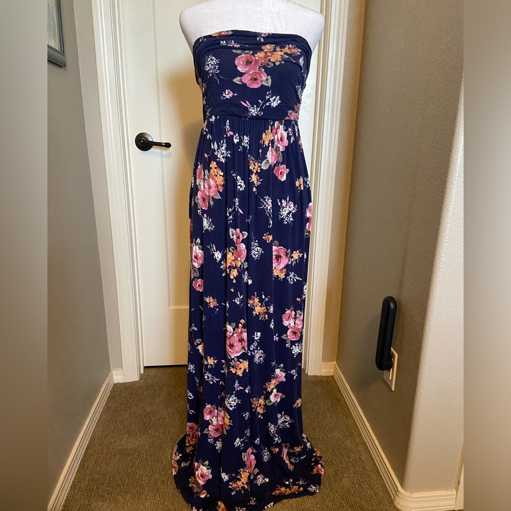 Strapless Floral Maxi Dress